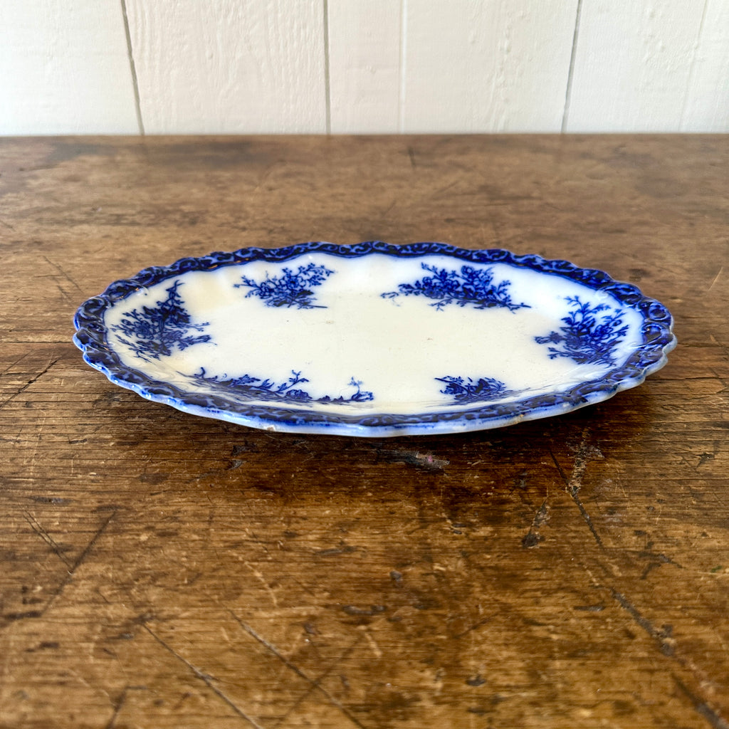 English Oval Flow Blue Platter