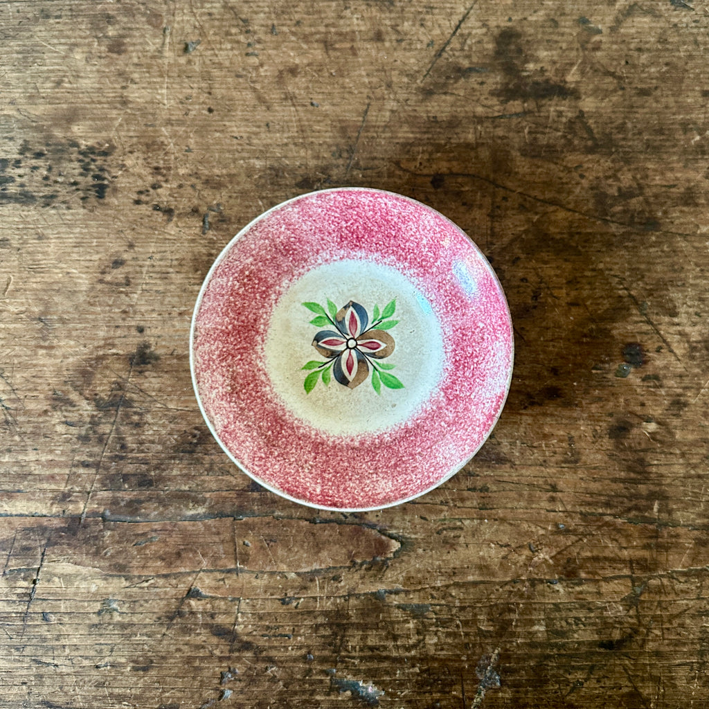 Antique Staffordshire Dish with Red Sponge Border