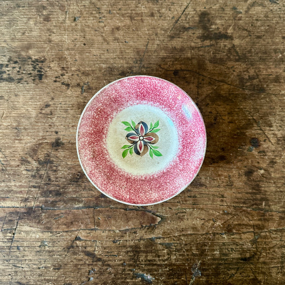 Antique Staffordshire Dish with Red Sponge Border