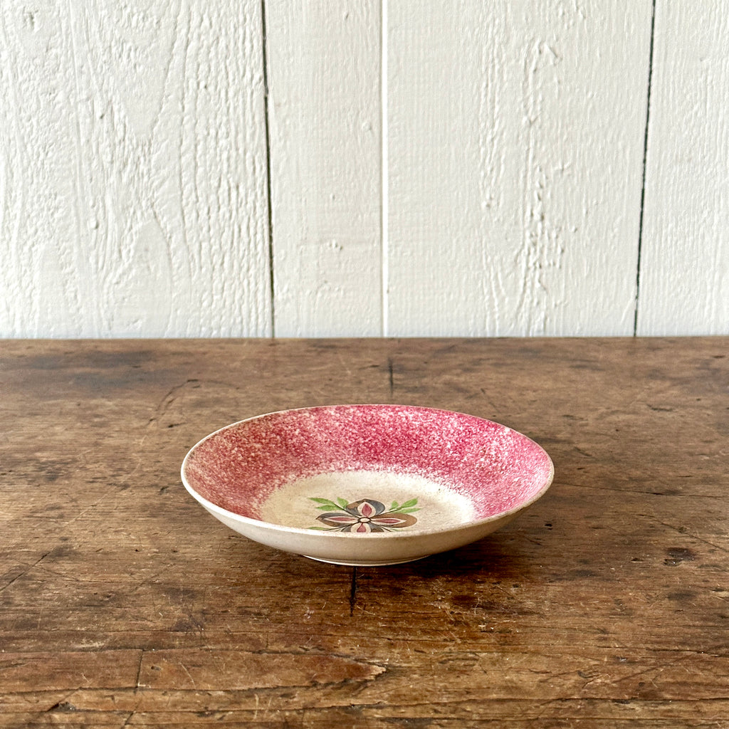 Antique Staffordshire Dish with Red Sponge Border