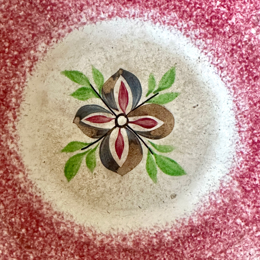 Antique Staffordshire Dish with Red Sponge Border