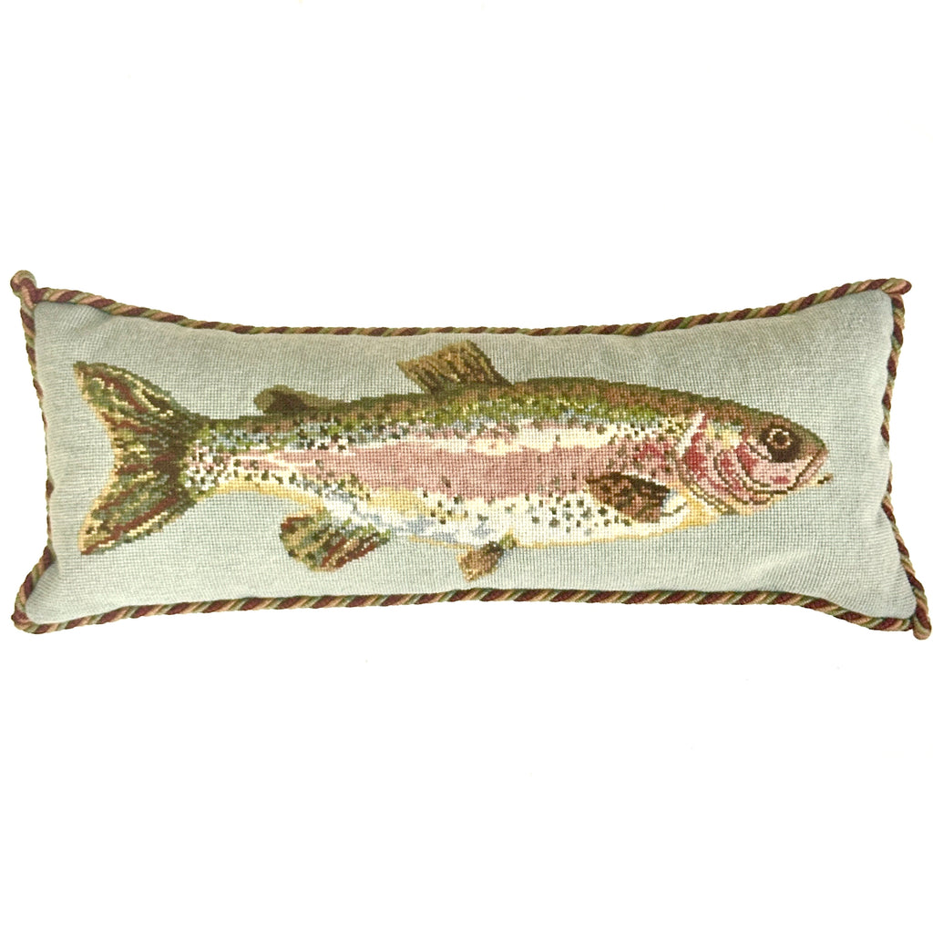 Rainbow Trout Needlepoint Kit - Pale Blue Background