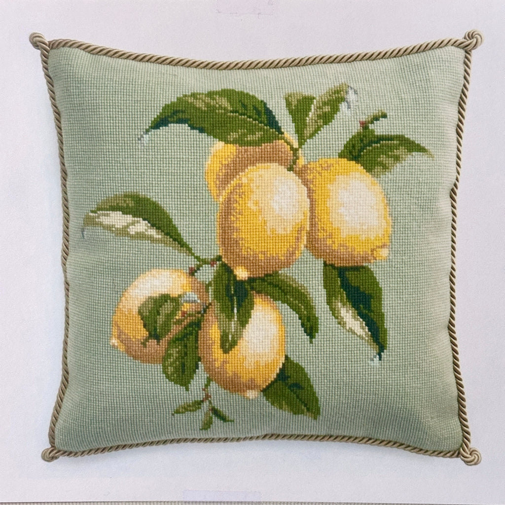 Lemons Needlepoint Kit - Pale Green Background