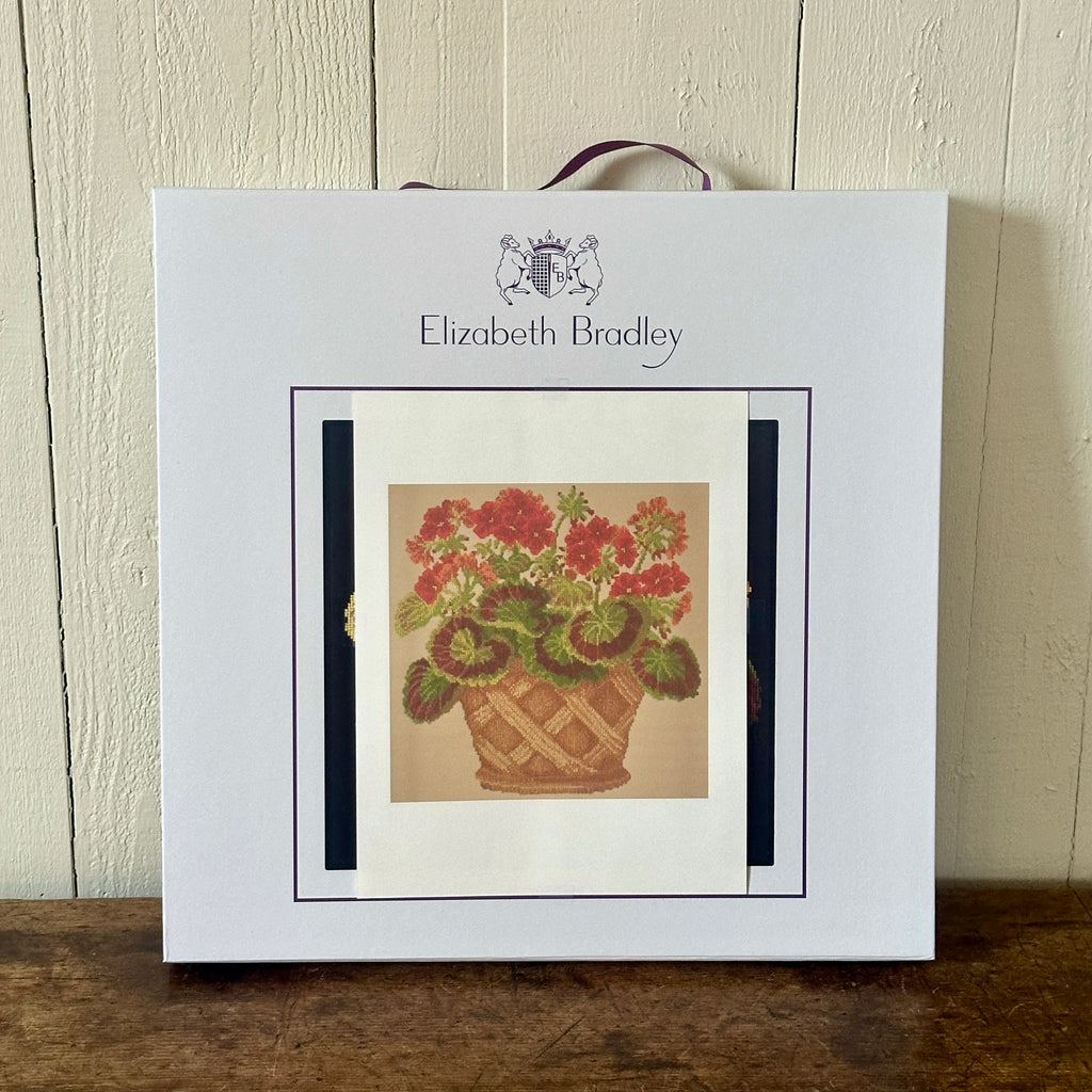 Geranium Pot Needlepoint Kit - Sand Background