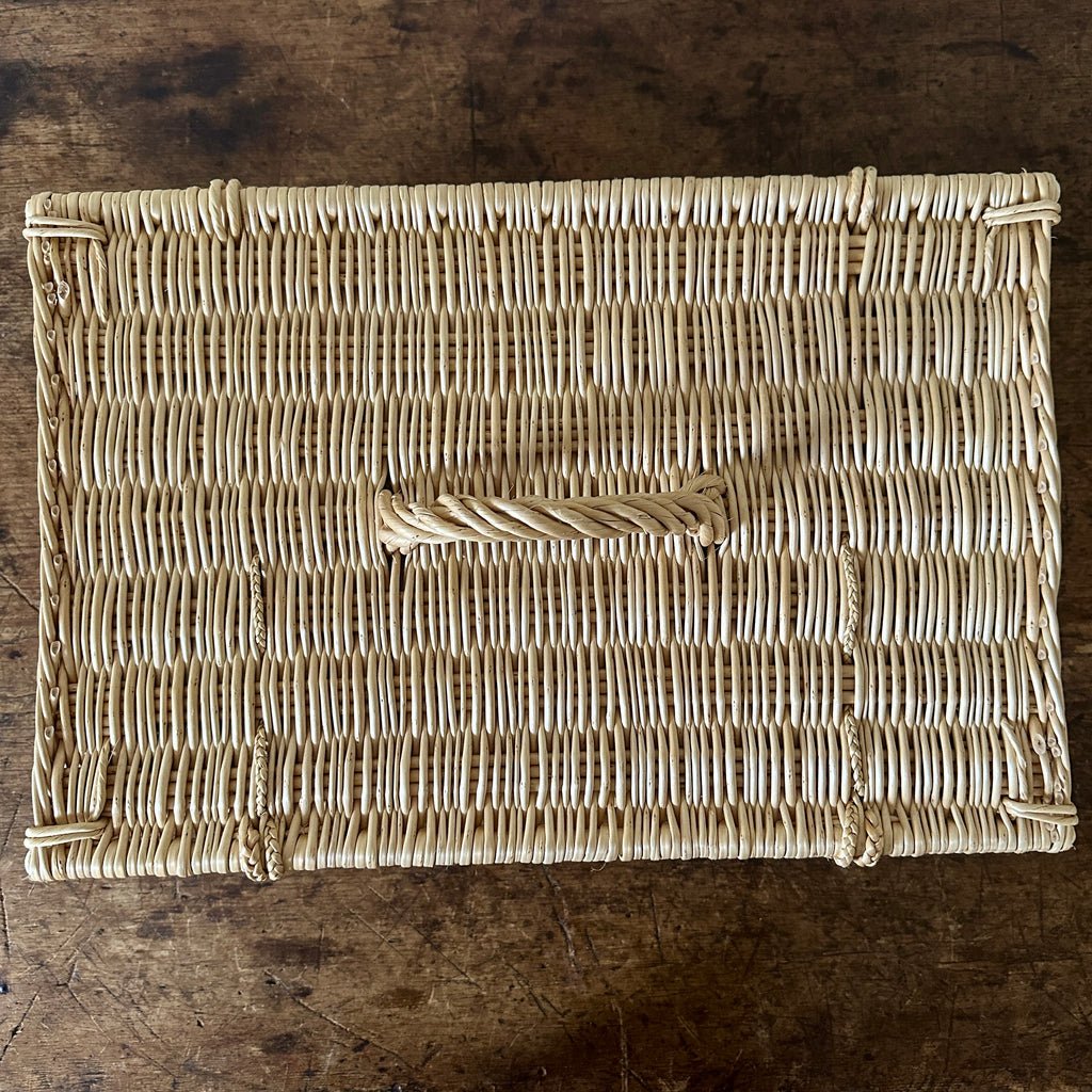 Large White Wicker Needlework Basket