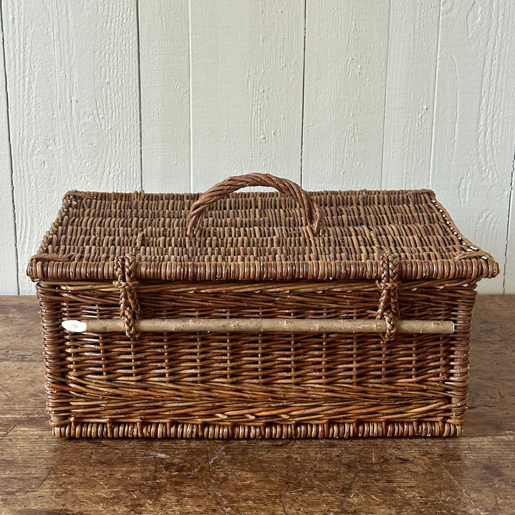 Large Brown Wicker Needlework Basket