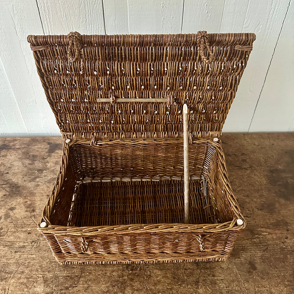 Large Brown Wicker Needlework Basket