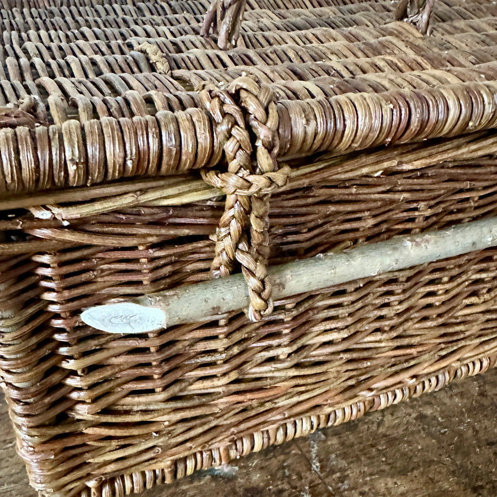 Large Brown Wicker Needlework Basket