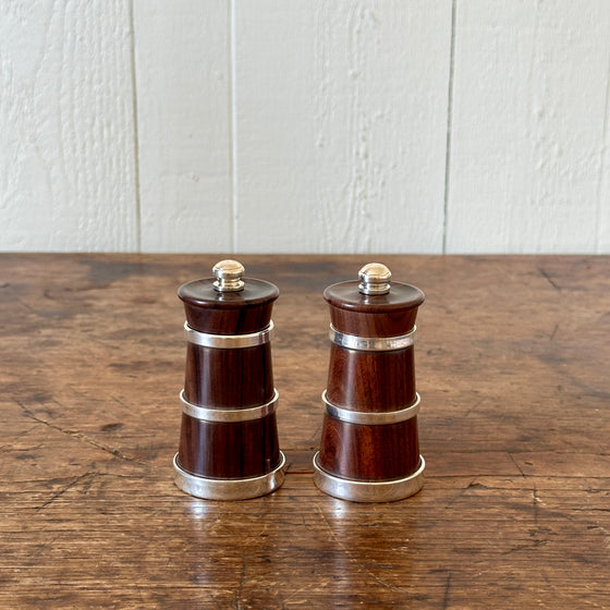 Rosewood and Silver Salt and Pepper Mill Set
