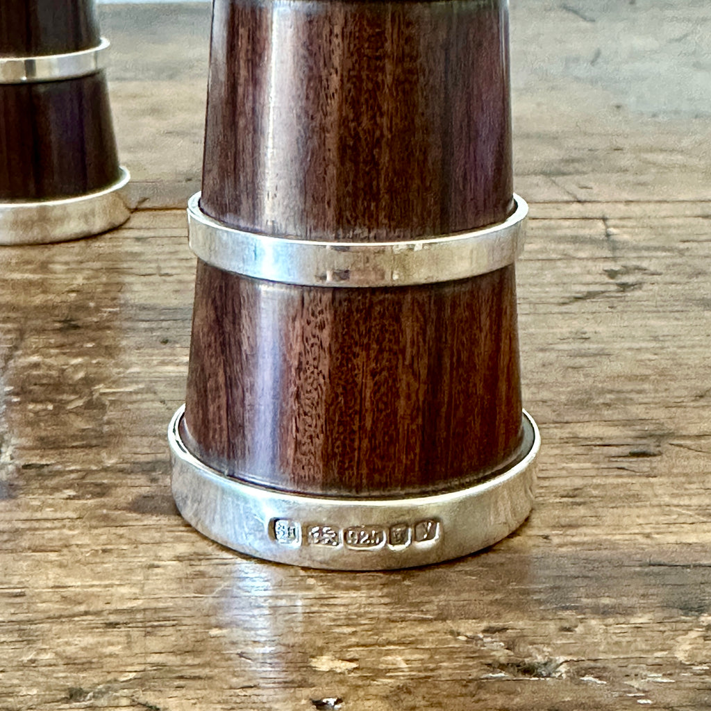 Rosewood and Silver Salt and Pepper Mill Set