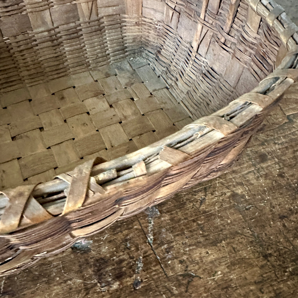 Primitive Splint Basket with Indigo Accents