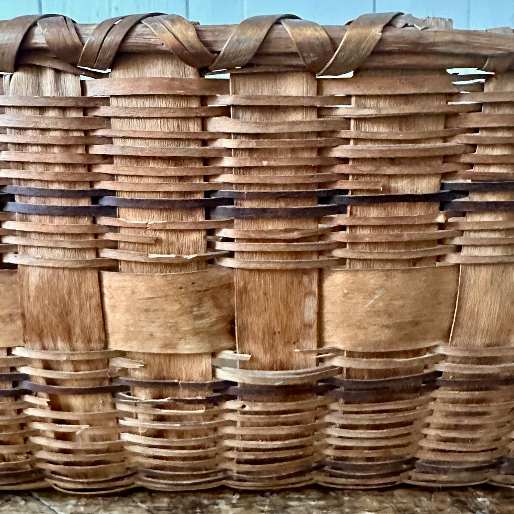 Primitive Splint Basket with Indigo Accents