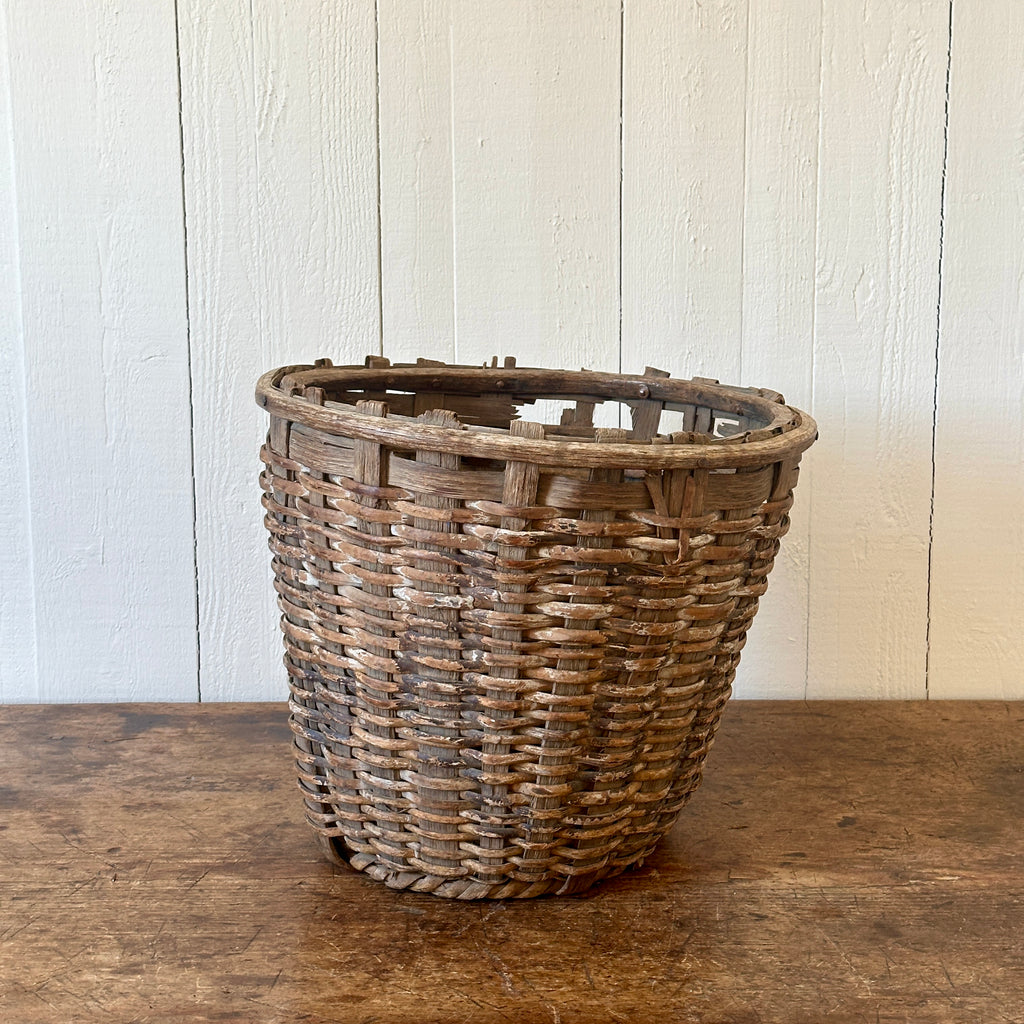 Antique Oak Splint Apple Basket