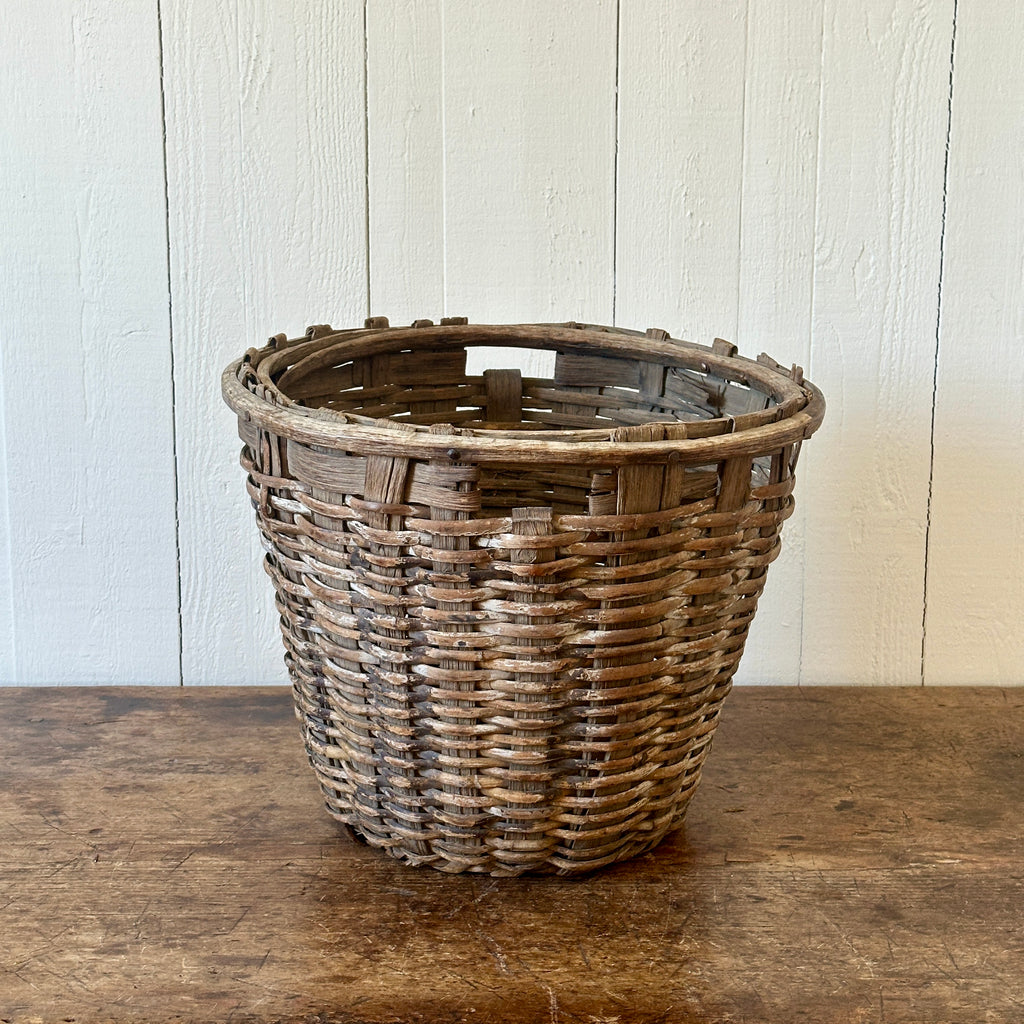 Antique Oak Splint Apple Basket