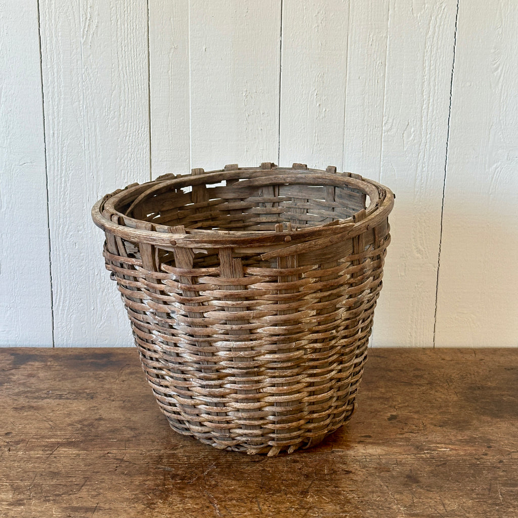 Antique Oak Splint Apple Basket