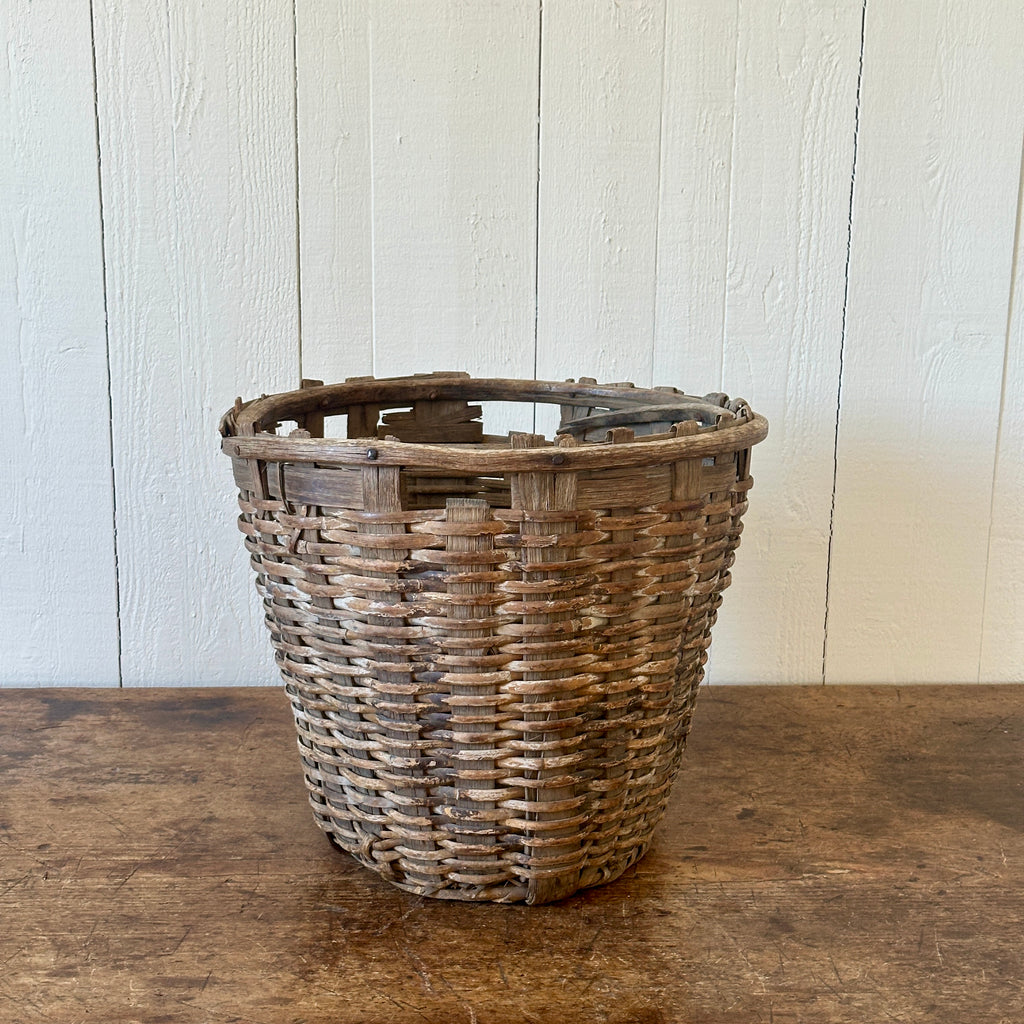 Antique Oak Splint Apple Basket