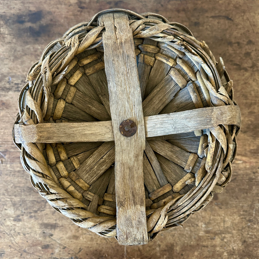 Antique Oak Splint Apple Basket