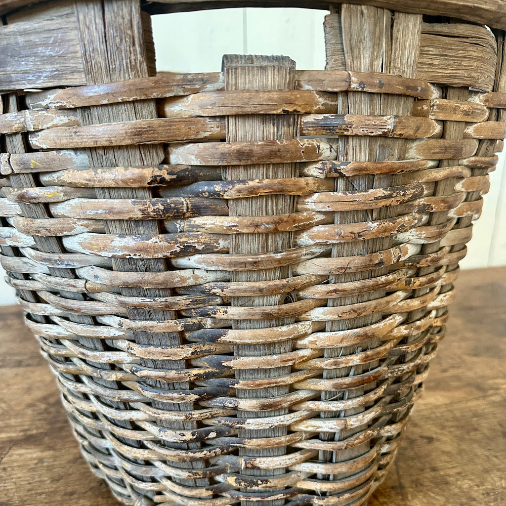 Antique Oak Splint Apple Basket