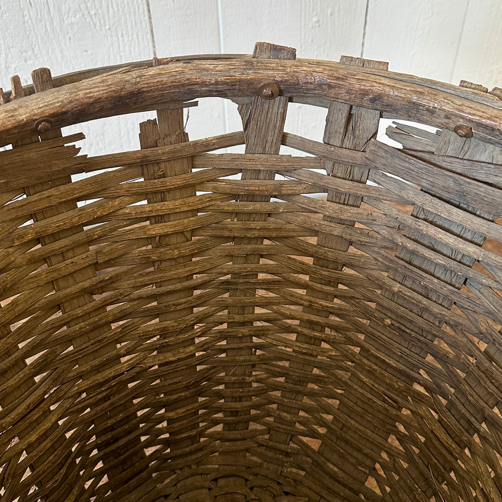 Antique Oak Splint Apple Basket