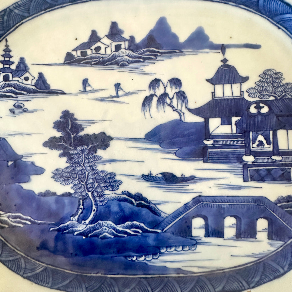 16" Chinese Export Canton Porcelain Octagonal Platter