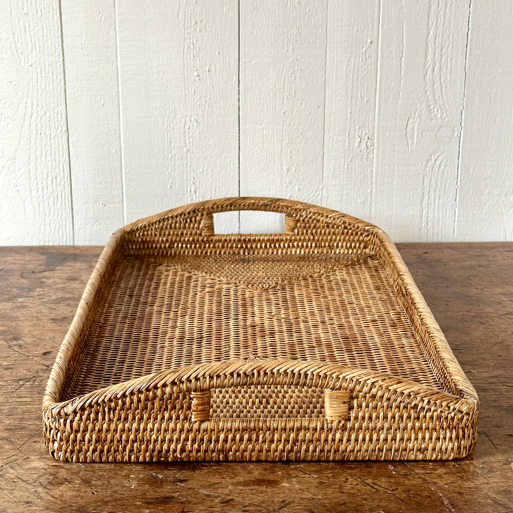 Rattan 21" Serving Tray with Handles