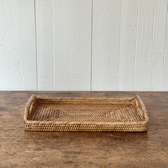 Rattan 14" Tray with High Handles