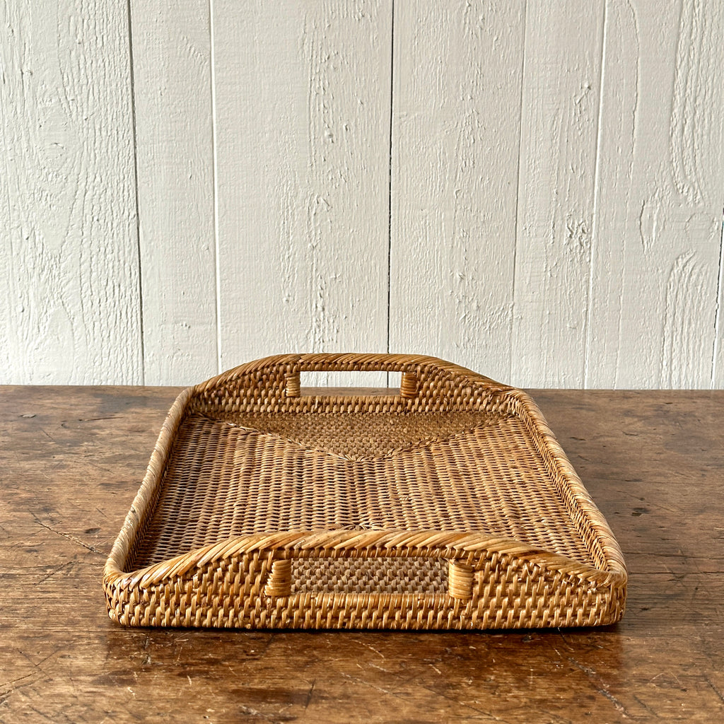 Rattan 17" Tray with High Handles