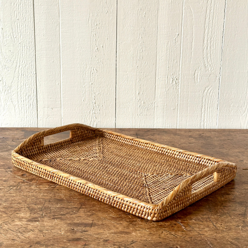 Rattan 17" Tray with High Handles