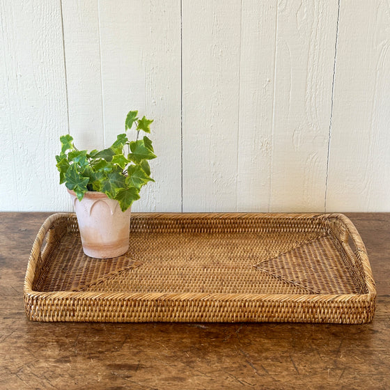 Rattan Serving Tray with Handles