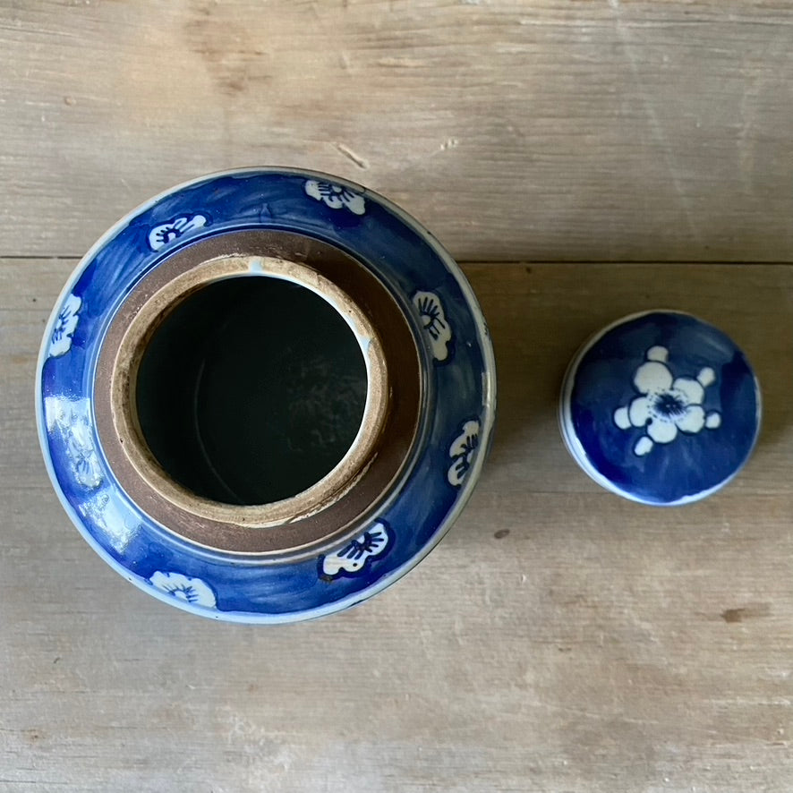 Small Chinese Porcelain Cylinder Jar with Cherry Blossoms
