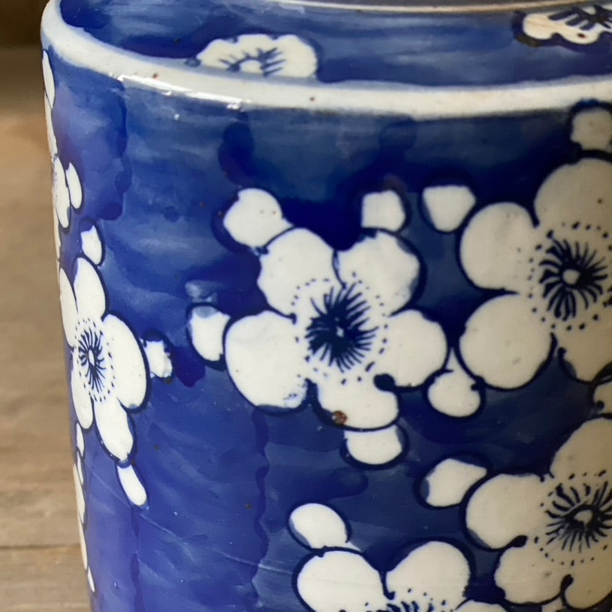Small Chinese Porcelain Cylinder Jar with Cherry Blossoms