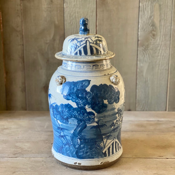 Chinese Porcelain Temple Jar with Tree - Large