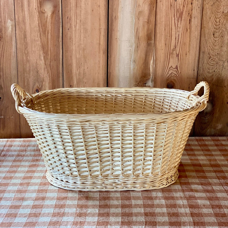 Oval Wicker Laundry Basket - Larger Cross