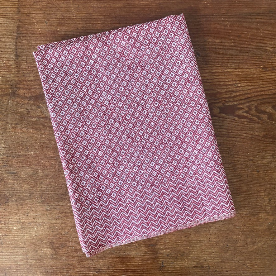 Burgundy Geometric Linen Dishcloth