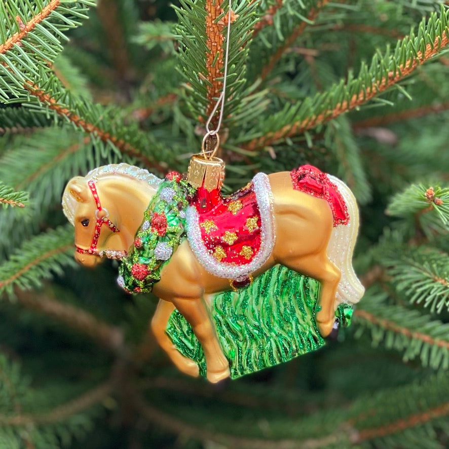 Horse With Wreath Christmas Ornament