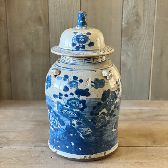 Chinese Porcelain Temple Jar with Flowers and Birds - Large