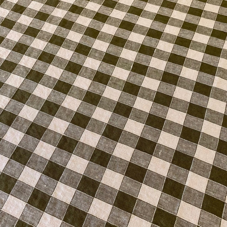 French Linen Check Tablecloth - Laurel