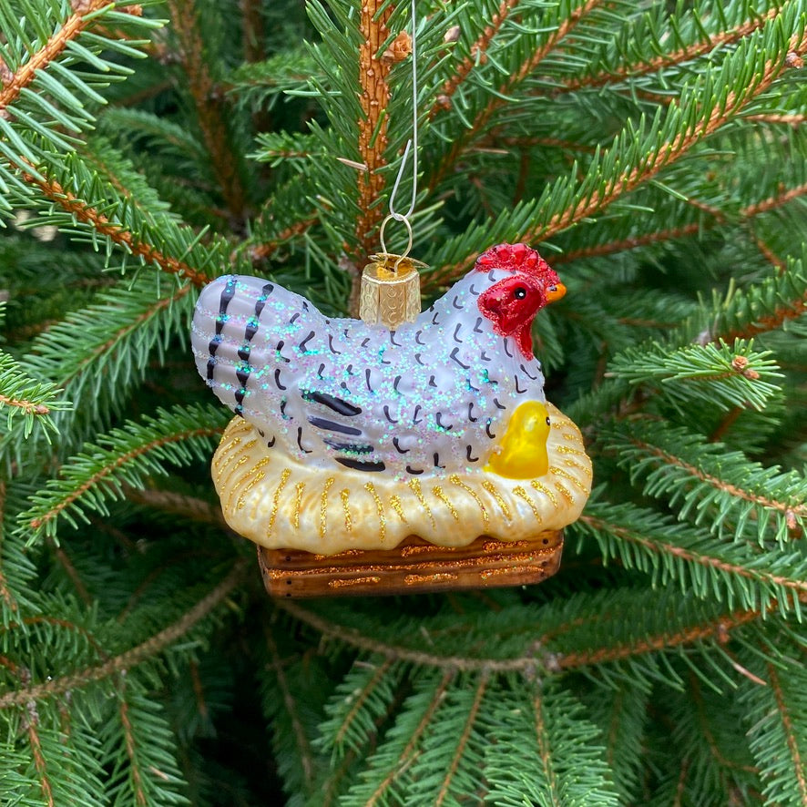 Hen on Nest Christmas Ornament