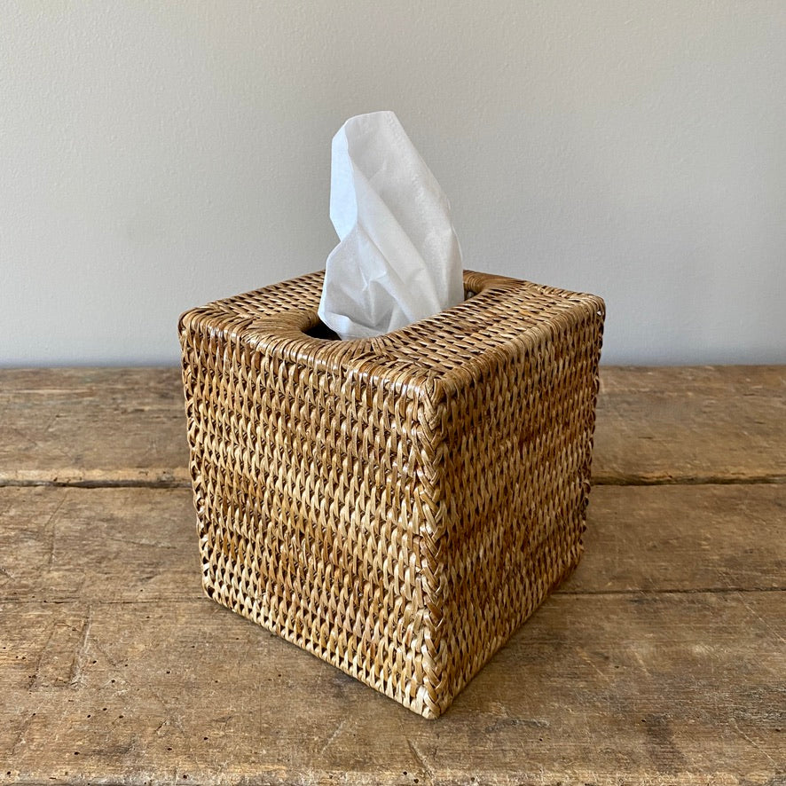 Rattan Square Tissue Box