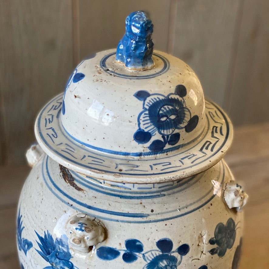 Chinese Porcelain Temple Jar with Flowers and Birds - Large