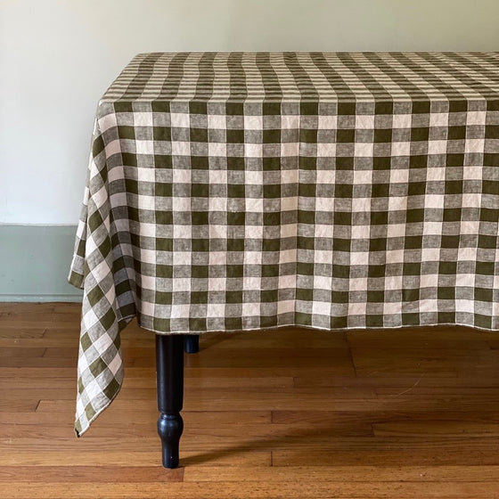 French Linen Check Tablecloth - Laurel