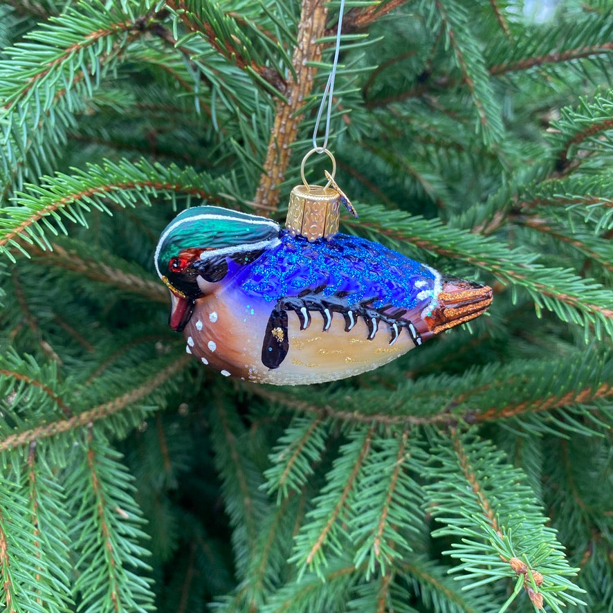 Wood Duck Christmas Tree Ornament - Larger Cross
