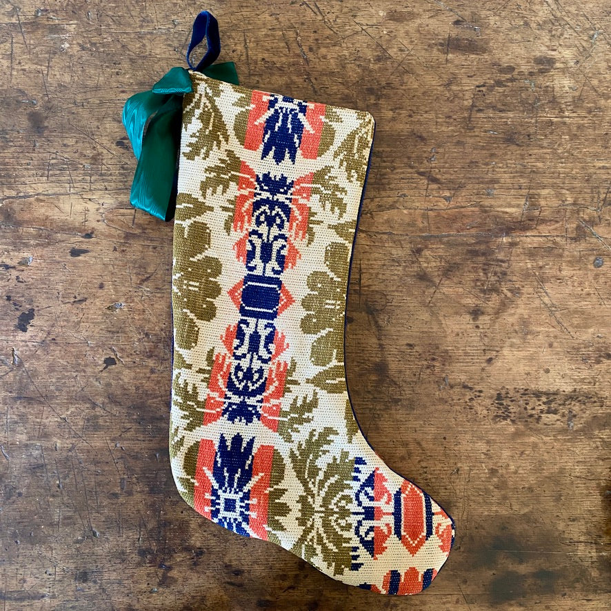 19th Century American Coverlet Christmas Stocking