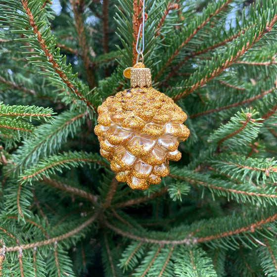 Small Gold Pinecone Christmas Tree Ornament