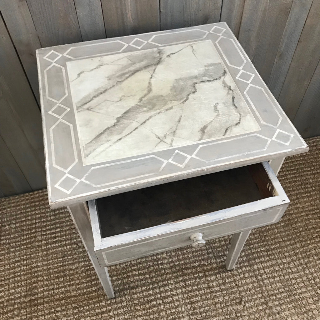 Vintage Shaker Table with Faux Marble Top