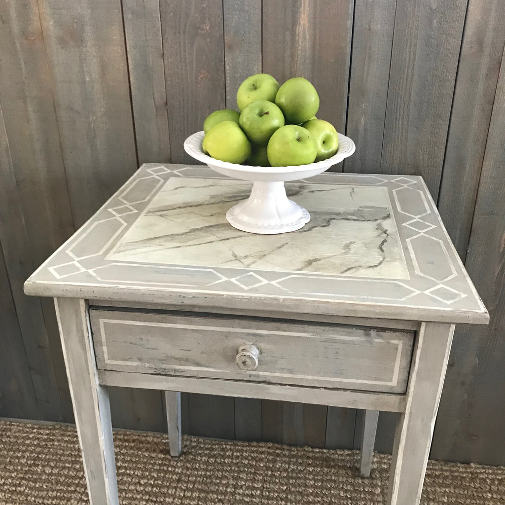 Vintage Shaker Table with Faux Marble Top