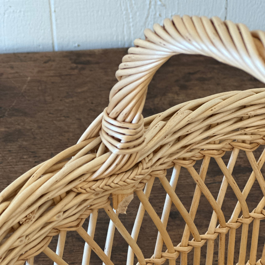 Small White Crossed Pattern French Shopping Basket