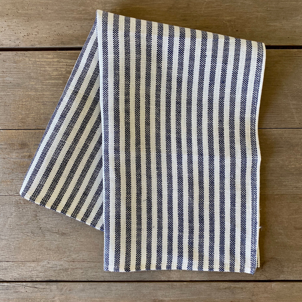 Blue and White Striped Linen Dish Towel