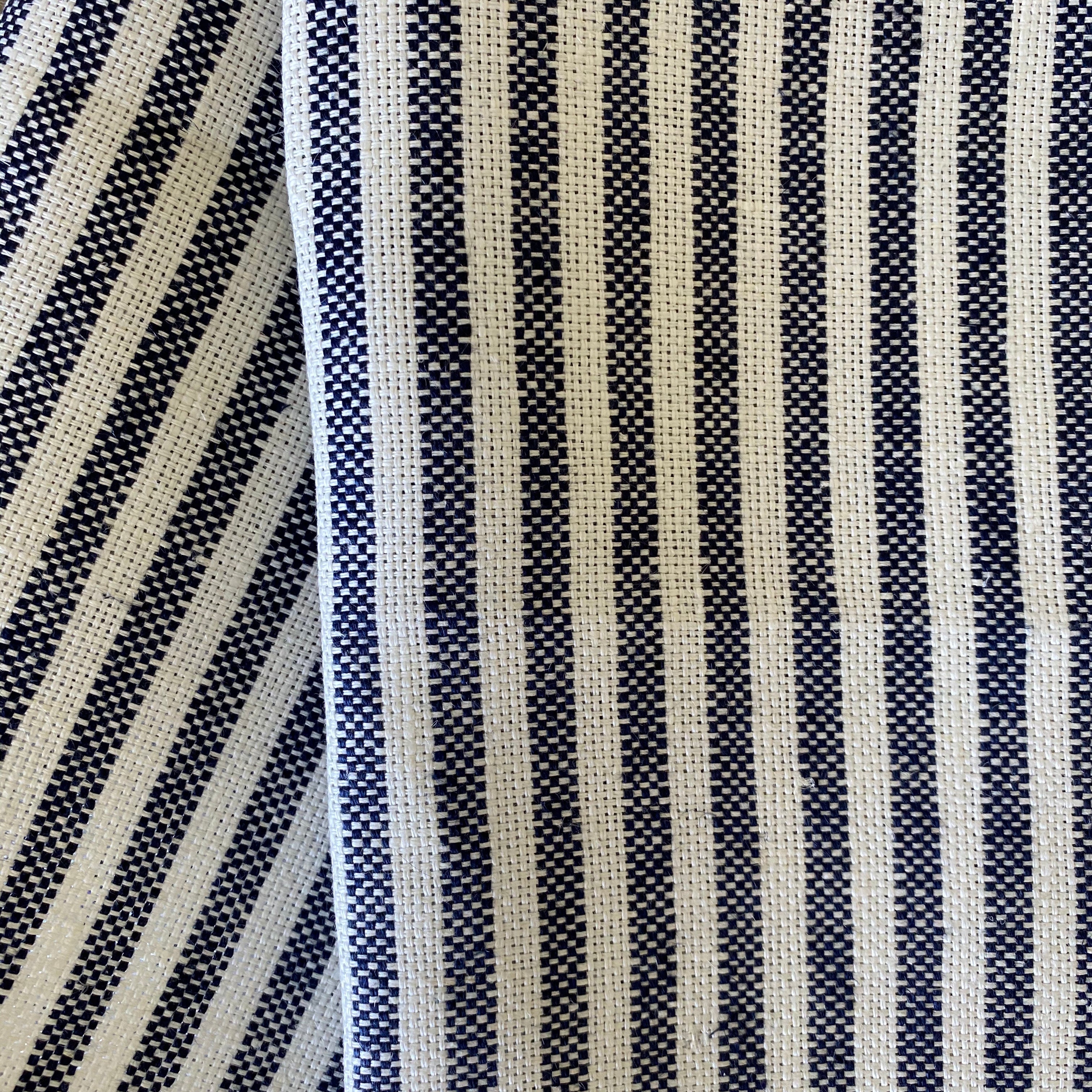 LINEN TOWEL / BLUE & WHITE WIDE STRIPES