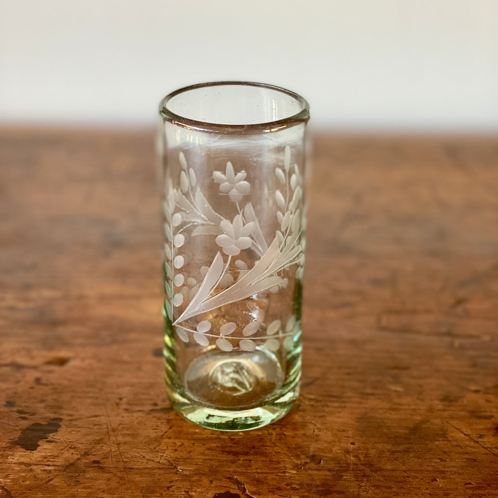 Mexican Etched Floral Tumbler - Tall